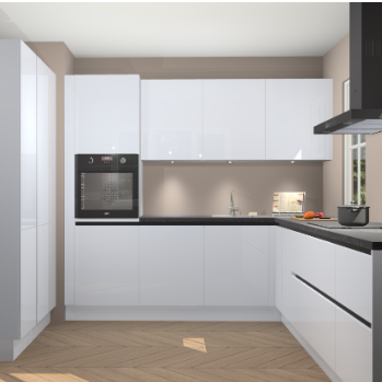 Sneeuwwitte hoogglans greeploze keuken Regina 79358