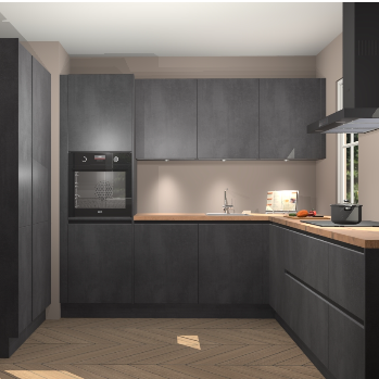 Beton zwarte greeploze keuken Regina 80022