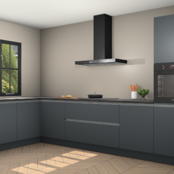 Onyxgrijze greeploze keuken Tychy 82019