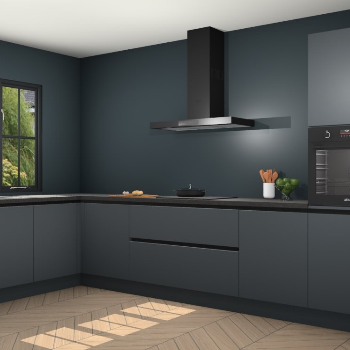 Onyxgrijze greeploze keuken Tychy 82022