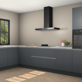 Onyxgrijze greeploze keuken Tychy 82046