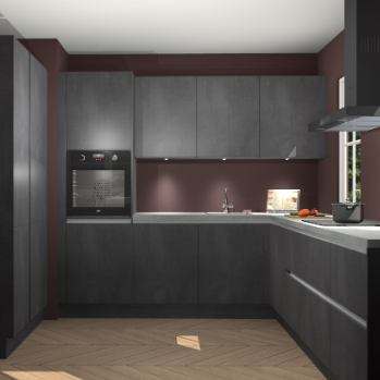 Beton zwarte greeploze keuken Regina 80299