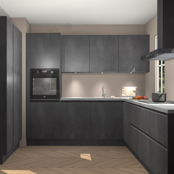 Beton zwarte greeploze keuken Regina 80302