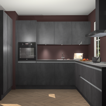 Beton zwarte greeploze keuken Regina 80305