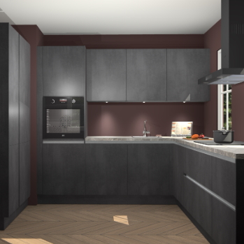 Beton zwarte greeploze keuken Regina 80311