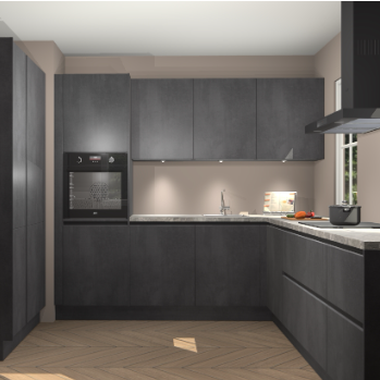 Beton zwarte greeploze keuken Regina 80314