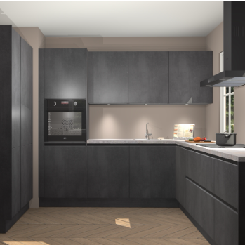Beton zwarte greeploze keuken Regina 80322