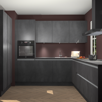 Beton zwarte greeploze keuken Regina 80325