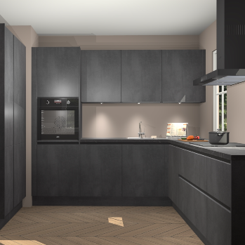 Beton zwarte greeploze keuken Regina 80328