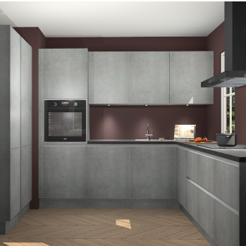 Beton parelgrijs greeploze keuken Regina 80031