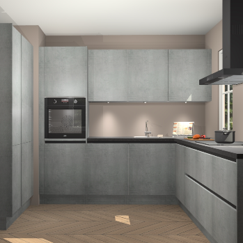 Beton parelgrijs greeploze keuken Regina 80034