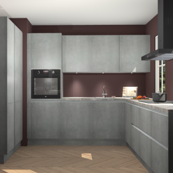 Beton parelgrijs greeploze keuken Regina 80037