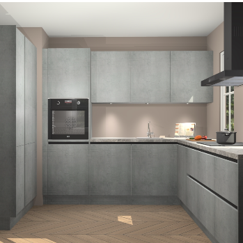 Beton parelgrijs greeploze keuken Regina 80040