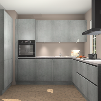 Beton parelgrijs greeploze keuken Regina 80046