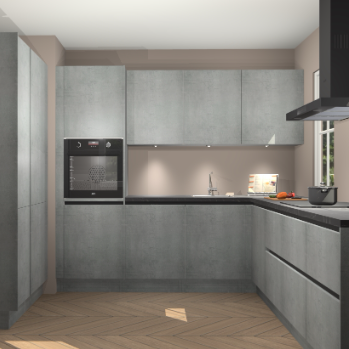 Beton parelgrijs greeploze keuken Regina 80052