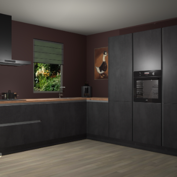 Beton Zwarte greeploze keuken Laos 81946