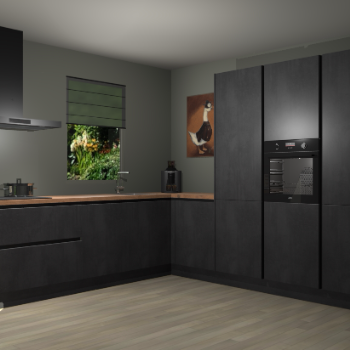 Beton Zwarte greeploze keuken Laos 81949