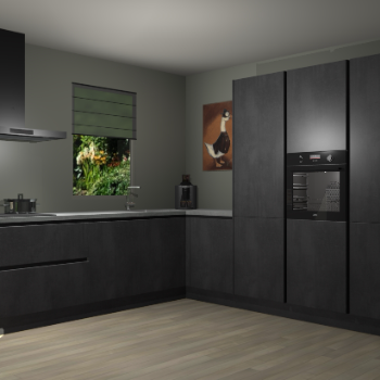 Beton Zwarte greeploze keuken Laos 81964