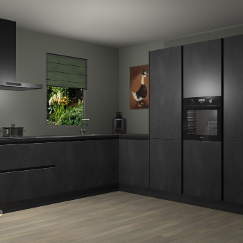 Beton Zwarte greeploze keuken Laos 81970