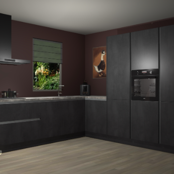 Beton Zwarte greeploze keuken Laos 81973