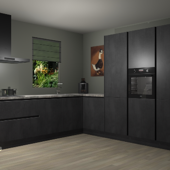 Beton Zwarte greeploze keuken Laos 81976