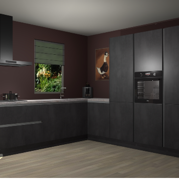 Beton Zwarte greeploze keuken Laos 81979