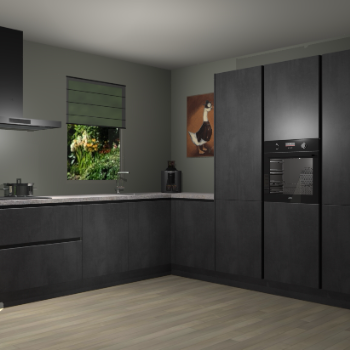 Beton Zwarte greeploze keuken Laos 81982