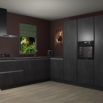 Beton Zwarte greeploze keuken Laos 81985