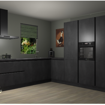 Beton Zwarte greeploze keuken Laos 81988