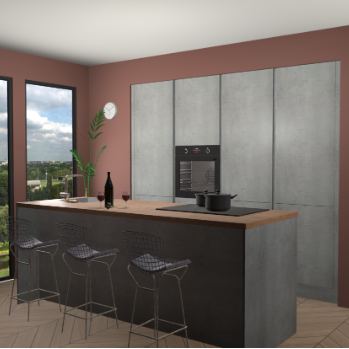 Beton parelgrijs greeploze keuken Rusiec 70953