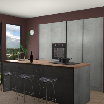 Beton parelgrijs greeploze keuken Rusiec 71358