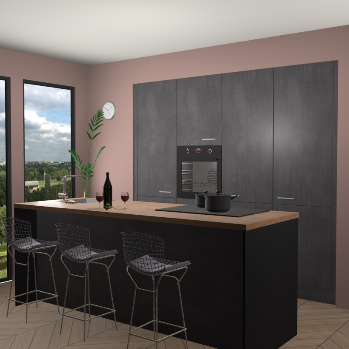 Beton Zwarte keuken Rusiec 70742