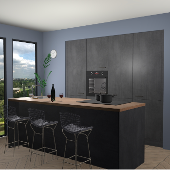 Beton Zwarte keuken Rusiec 70745