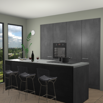 Beton Zwarte keuken Rusiec 70772