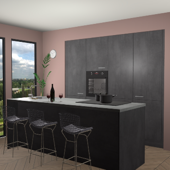 Beton Zwarte keuken Rusiec 70773