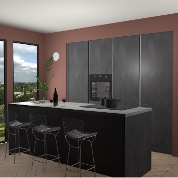 Beton Zwarte greeploze keuken Rusiec 70775