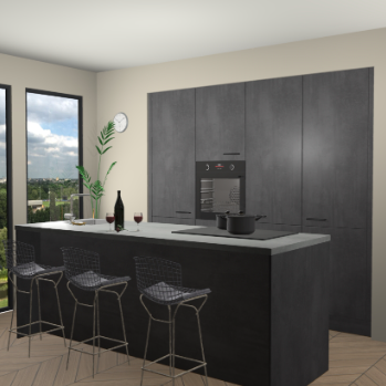 Beton Zwarte keuken Rusiec 70776