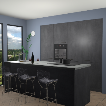 Beton Zwarte keuken Rusiec 70777