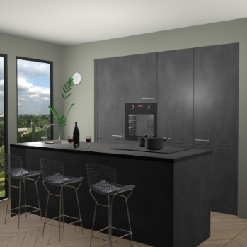 Beton Zwarte keuken Rusiec 70779