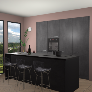 Beton Zwarte keuken Rusiec 70781