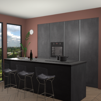 Beton Zwarte greeploze keuken Rusiec 70782