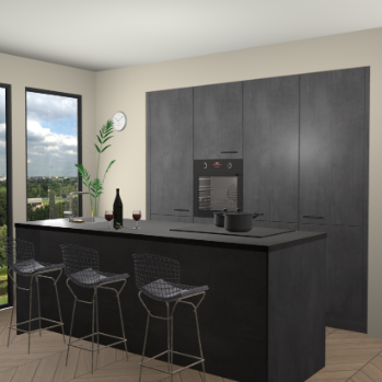 Beton Zwarte keuken Rusiec 70783