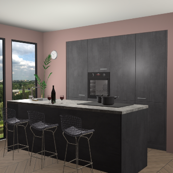 Beton Zwarte keuken Rusiec 70795