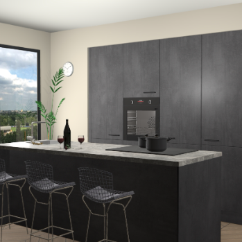 Beton Zwarte keuken Rusiec 70797