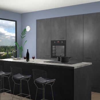 Beton Zwarte keuken Rusiec 70798