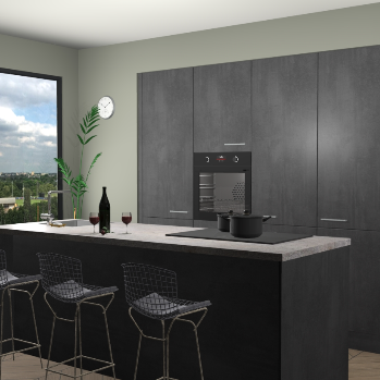 Beton Zwarte keuken Rusiec 70800