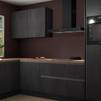 Beton zwarte greeploze keuken Limonos 82304