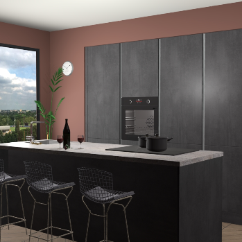 Beton Zwarte greeploze keuken Rusiec 70802