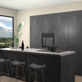 Beton Zwarte keuken Rusiec 70803