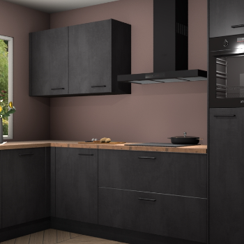 Beton zwarte keuken Limonos 82305